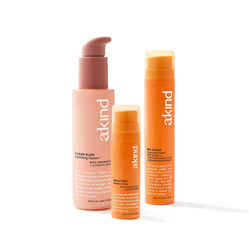 Akind Get Set Glow Dull Skin Combo - Cleanser + Serum + Sunscreen Primer - Akind