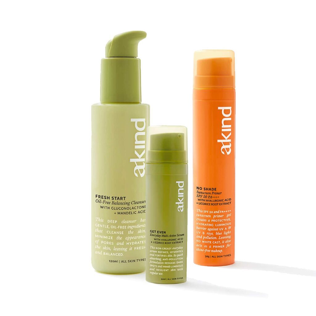 Akind No Grease Grail Oily Skin Combo - Cleanser + Serum + Sunscreen Primer - Akind