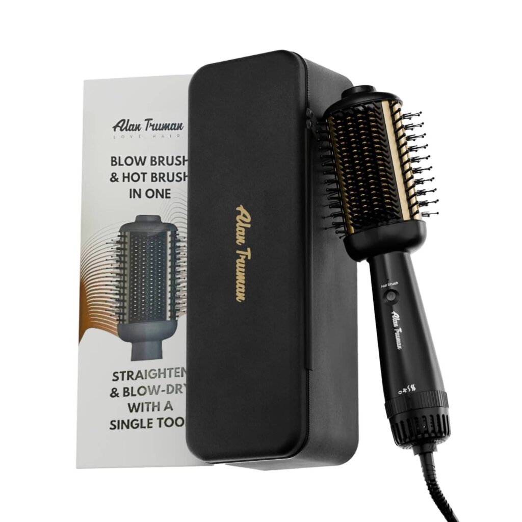 Alan Truman Blow Styling Brush - Blow Dryer Brush + Hair Straightener Hot Brush in One - Alan Truman