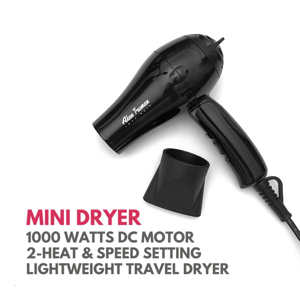 Alan Truman Mini Dryer 1000 Watts Dc Motor Hair Dryer - Black (1 Pc) - Alan Truman