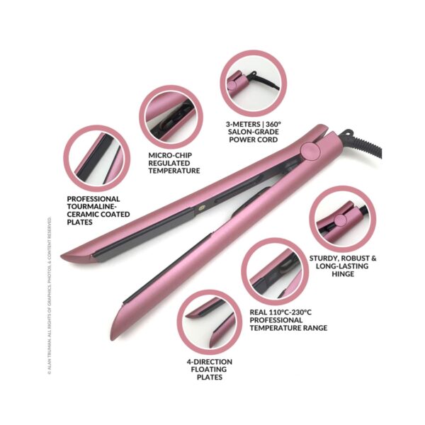 Alan Truman Soft Pink Tourmaline Ceramic Straightener AT-104 (1Pc) - Alan Truman