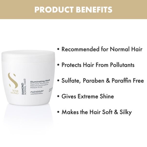 Alfaparf Milano Diamond Illuminating Mask - Splitend Repair, Shine, Straight, Wavy Hair (500 ml) - Alfaparf Milano