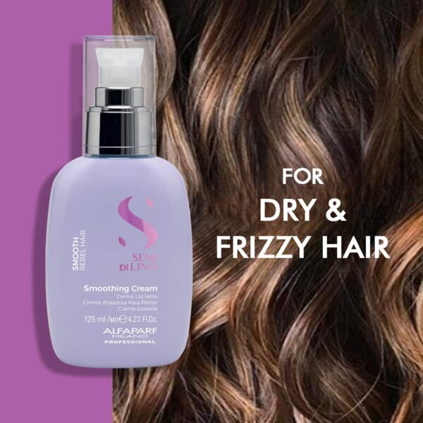 Alfaparf Milano Semi Di Lino Smoothing Cream Dry, Frizzy Hair, Smooth, Shiny, Rebel Hair (125 ml) - Alfaparf Milano
