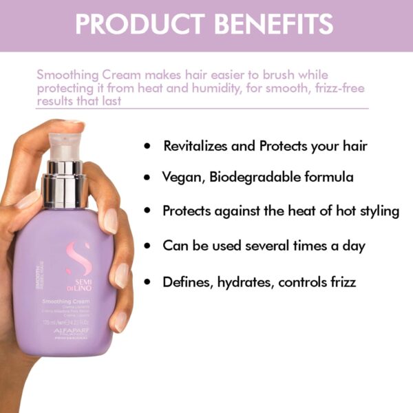 Alfaparf Milano Semi Di Lino Smoothing Cream Dry, Frizzy Hair, Smooth, Shiny, Rebel Hair (125 ml) - Alfaparf Milano