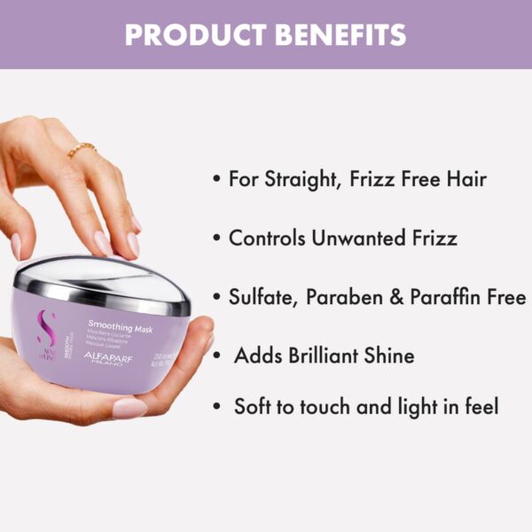 Alfaparf Milano Smoothing Mask - Dry, Frizzy Hair, Smooth, Shiny, Rebel Hair (200 ml) - Alfaparf Milano