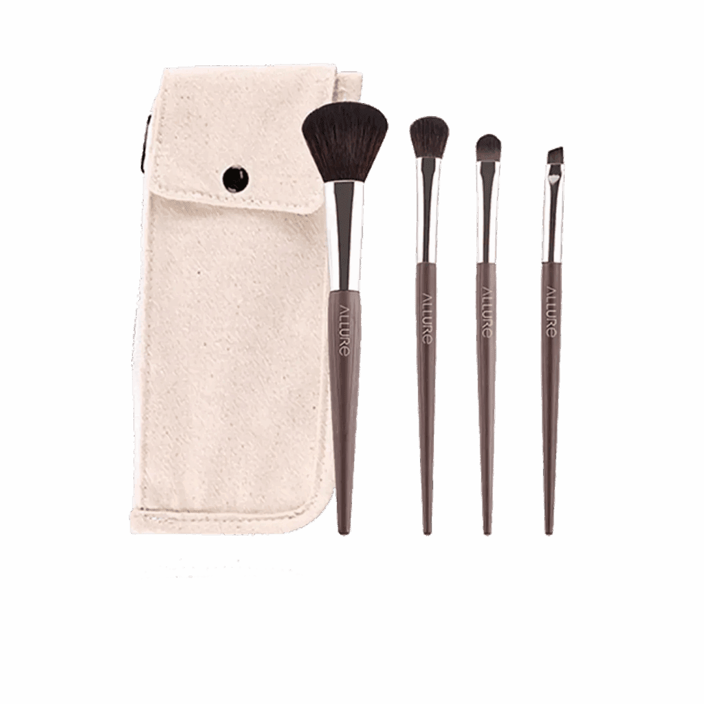 Allure Chocolate Brown Makeup Brush Set - (4Pcs) - Allure