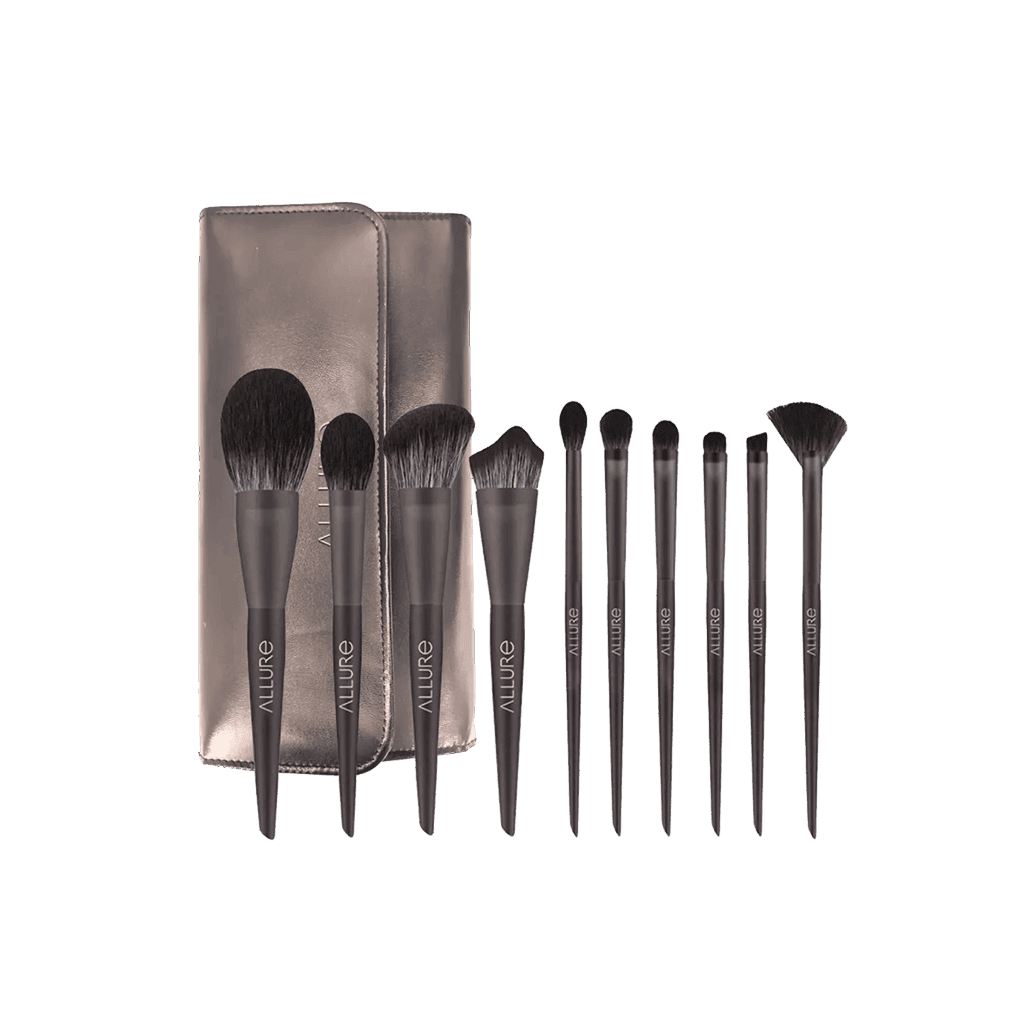 Allure Professional Makeup Brush Set with Makeup Brushes Bag - (10Pcs) - Allure