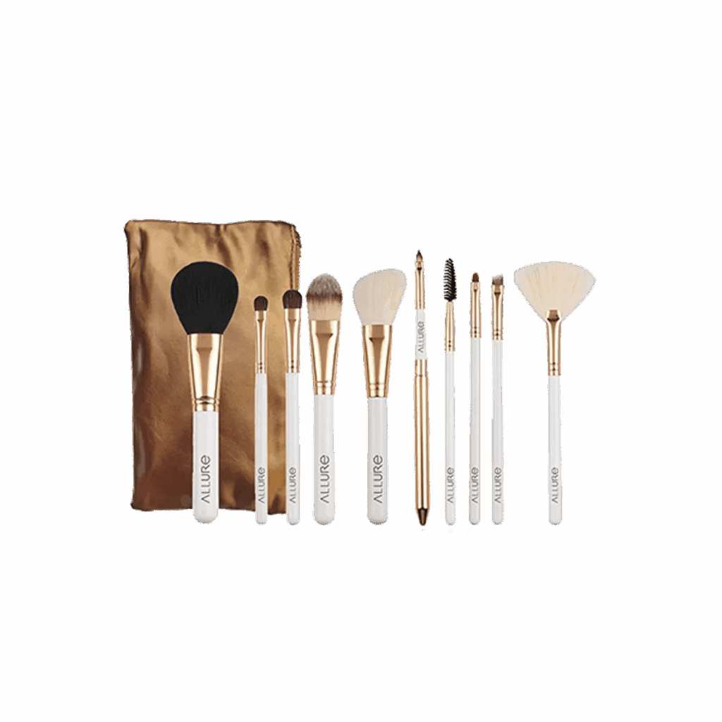 Allure White Gold Makeup Brush - (10Pcs) - Allure