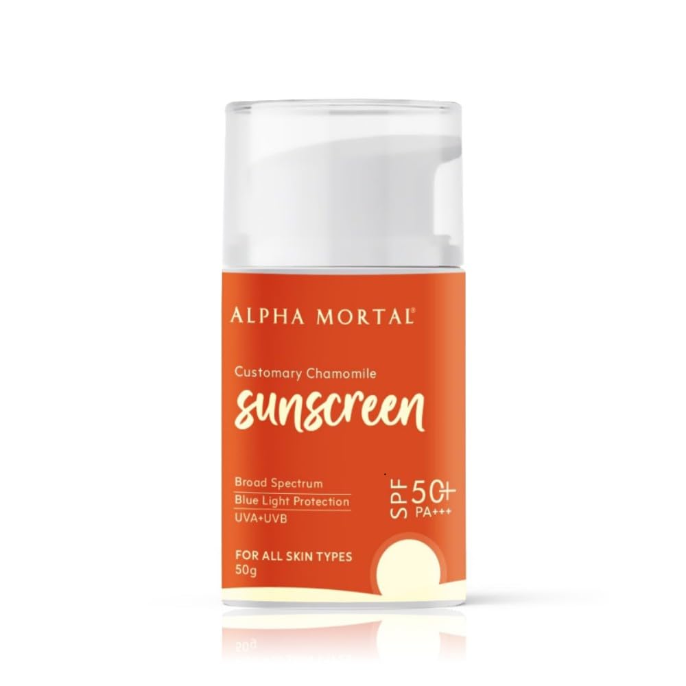 Alpha Mortal Sunscreen Aqua Gel SPF 50 PA+++ | With Chamomile | For All Skin Types | Ultralight Texture | No White Cast | Non Greasy | UVA + UVB | Broad Spectrum & Blue Light...