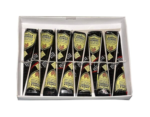 Amina Henna Instant Tatto Mehendi Cone (Black, Pack of 12 Cone)