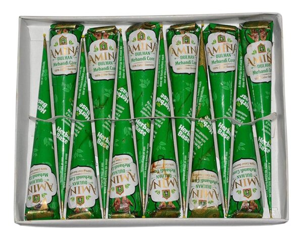 Amina Henna Instant Tatto Outline Mehendi/No Chemicals Dyes - Color Paste Cone (Green,24 Piece)