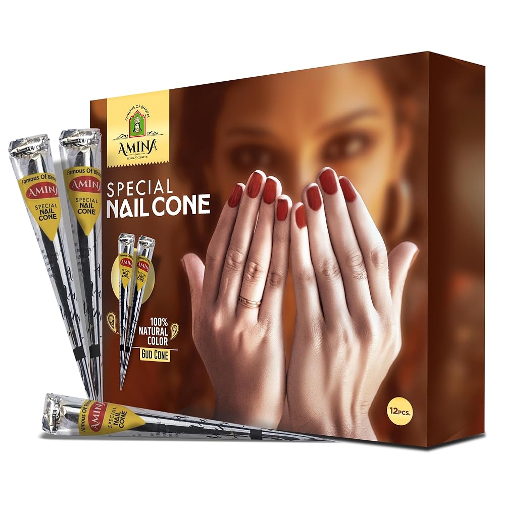 Amina Henna Lado Mehendi Nail Cone | Nail Mehendi Cone (12 Cones)