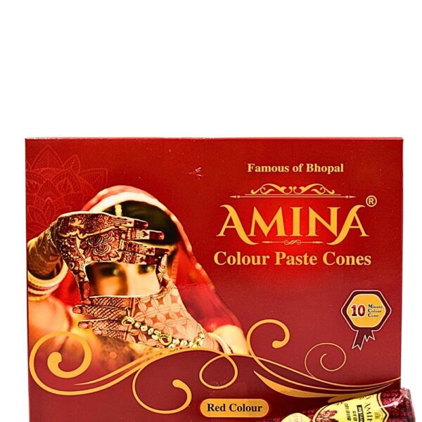 Amina Instant Mehendi Cone | Tattoo Mehndi | Color Paste | Outline Mehandi | Dulhan Mehendi Cone | Natural Henna Cone | Tattoo Mehandi Cones (Red, Pack of 6)