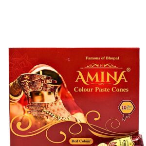 Amina Instant Mehendi Cone | Tattoo Mehndi | Color Paste | Outline Mehandi | Dulhan Mehendi Cone | Natural Henna Cone | Tattoo Mehandi Cones (Pack of 12 Cone Red)