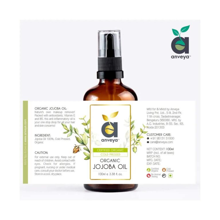 Anveya Cold Pressed Organic Jojoba Oil (100ml) - Anveya