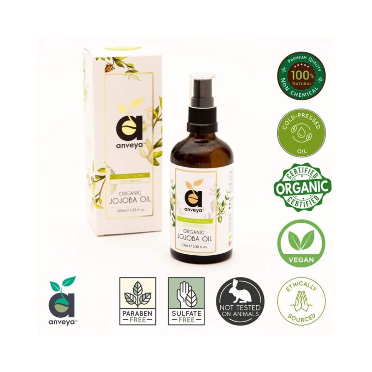 Anveya Cold Pressed Organic Jojoba Oil (100ml) - Anveya