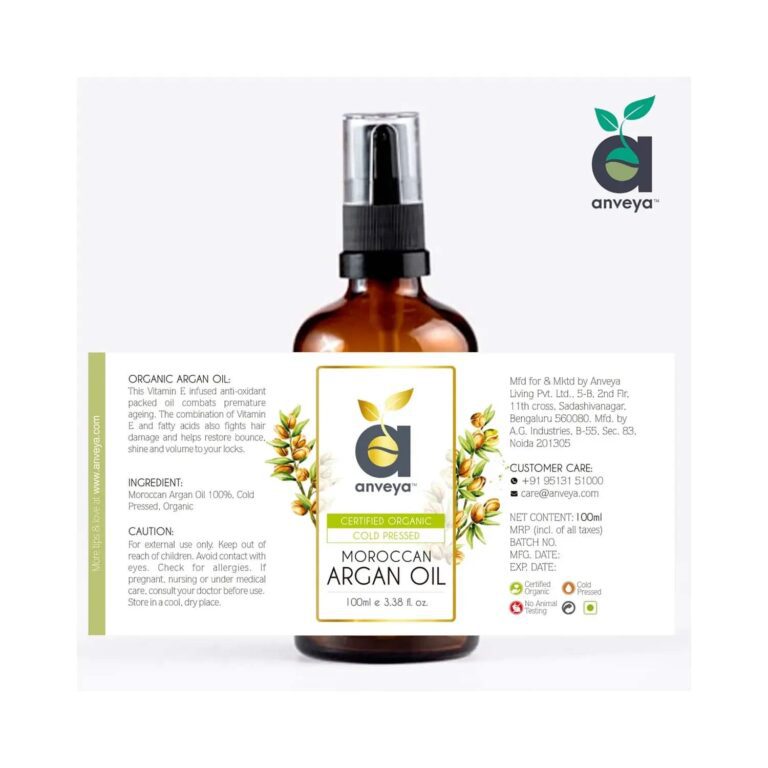 Anveya Cold Pressed Organic Moroccan Argan Oil (100ml) - Anveya