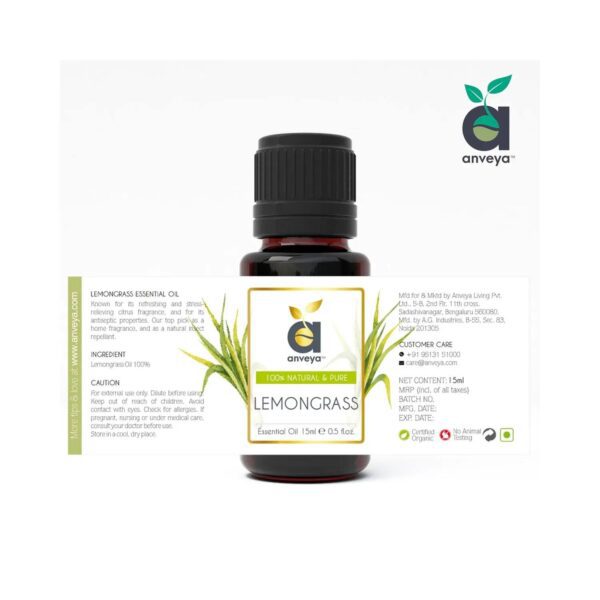 Anveya Lemongrass Essential Oil (15ml) - Anveya