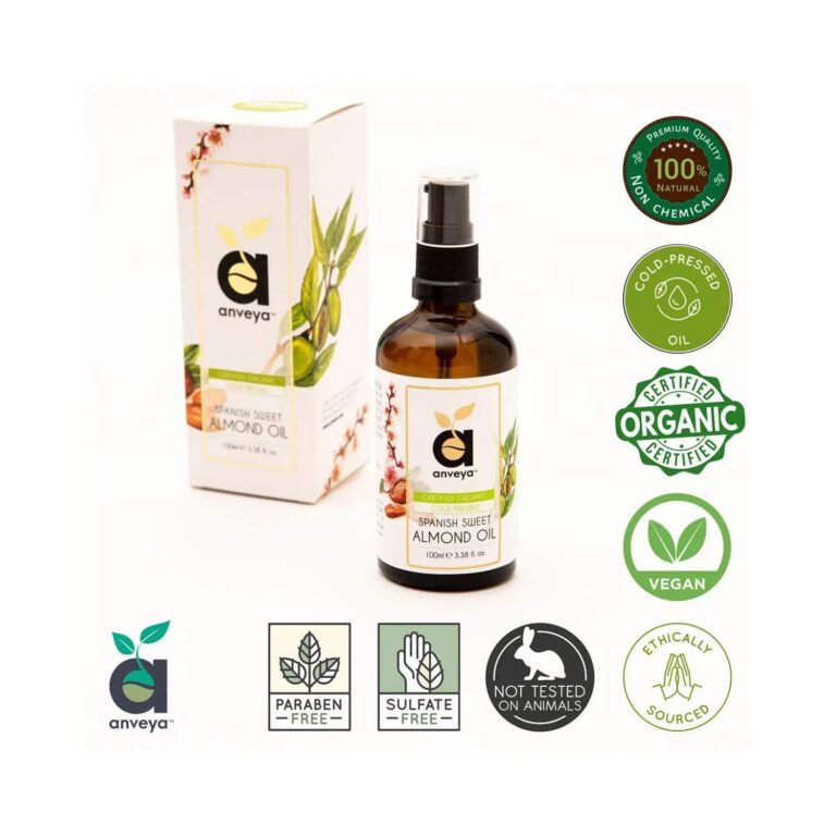 Anveya Spanish Cold Pressed Organic Sweet Almond Oil (100ml) - Anveya