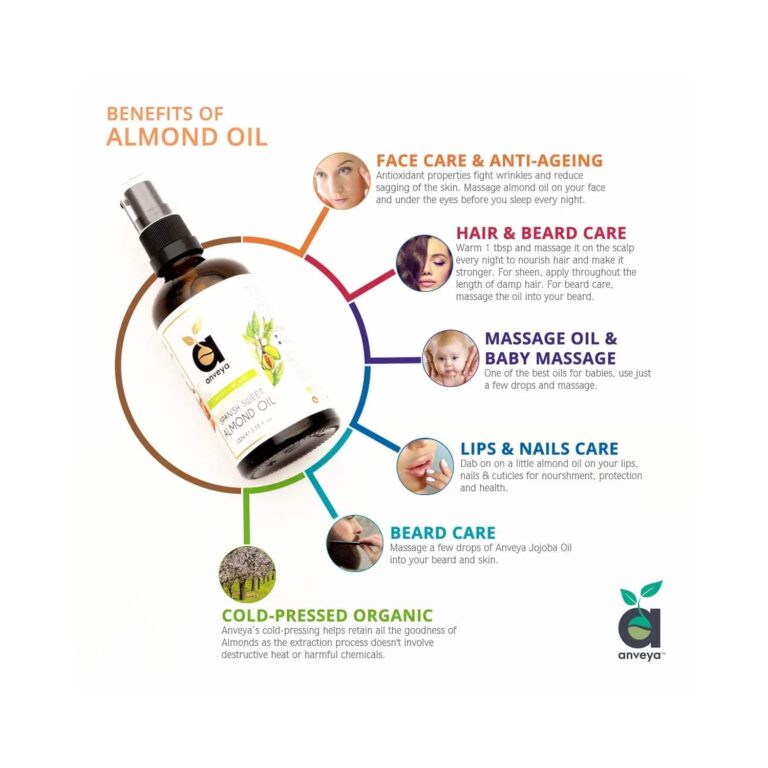Anveya Spanish Cold Pressed Organic Sweet Almond Oil (100ml) - Anveya