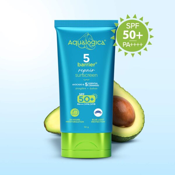Aqualogica 5 Barrier + Repair Sunscreen with Avocado and 5 Essential Ceramides (50 g) - Aqualogica