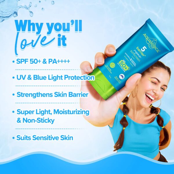 Aqualogica 5 Barrier + Repair Sunscreen with Avocado and 5 Essential Ceramides (50 g) - Aqualogica