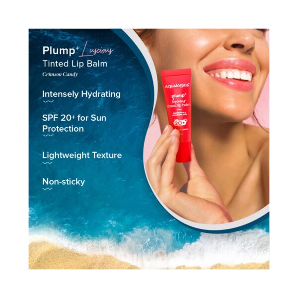 Aqualogica Crimson Candy Plump+ Luscious Tinted Lip Balm SPF 20+ With Watermelon And Hyaluronic Acid (10g) - Aqualogica