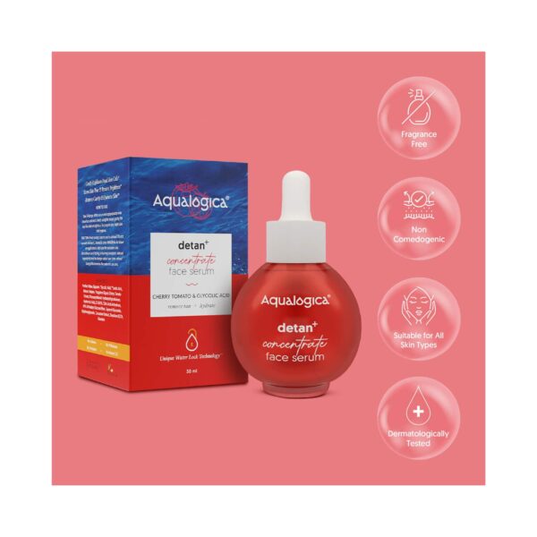 Aqualogica Detan+ Concentrate Face Serum With Cherry Tomato & Glycolic Acid (30ml) - Aqualogica
