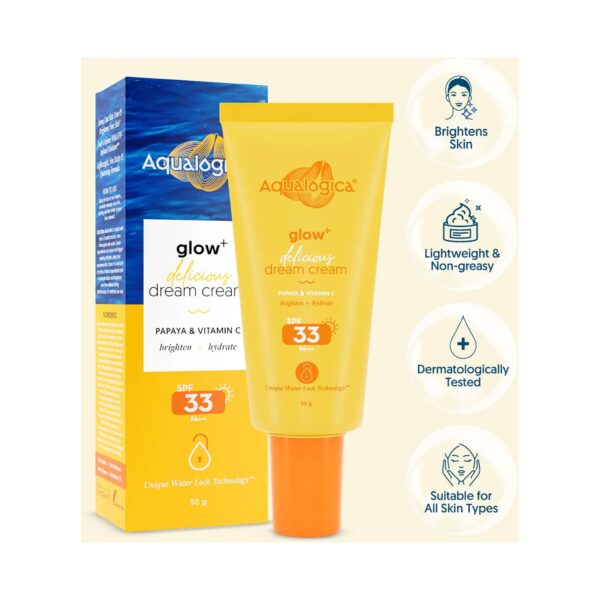 Aqualogica Glow+ Delicious Dream Cream with SPF 33+ & PA+++ (50g) - Aqualogica