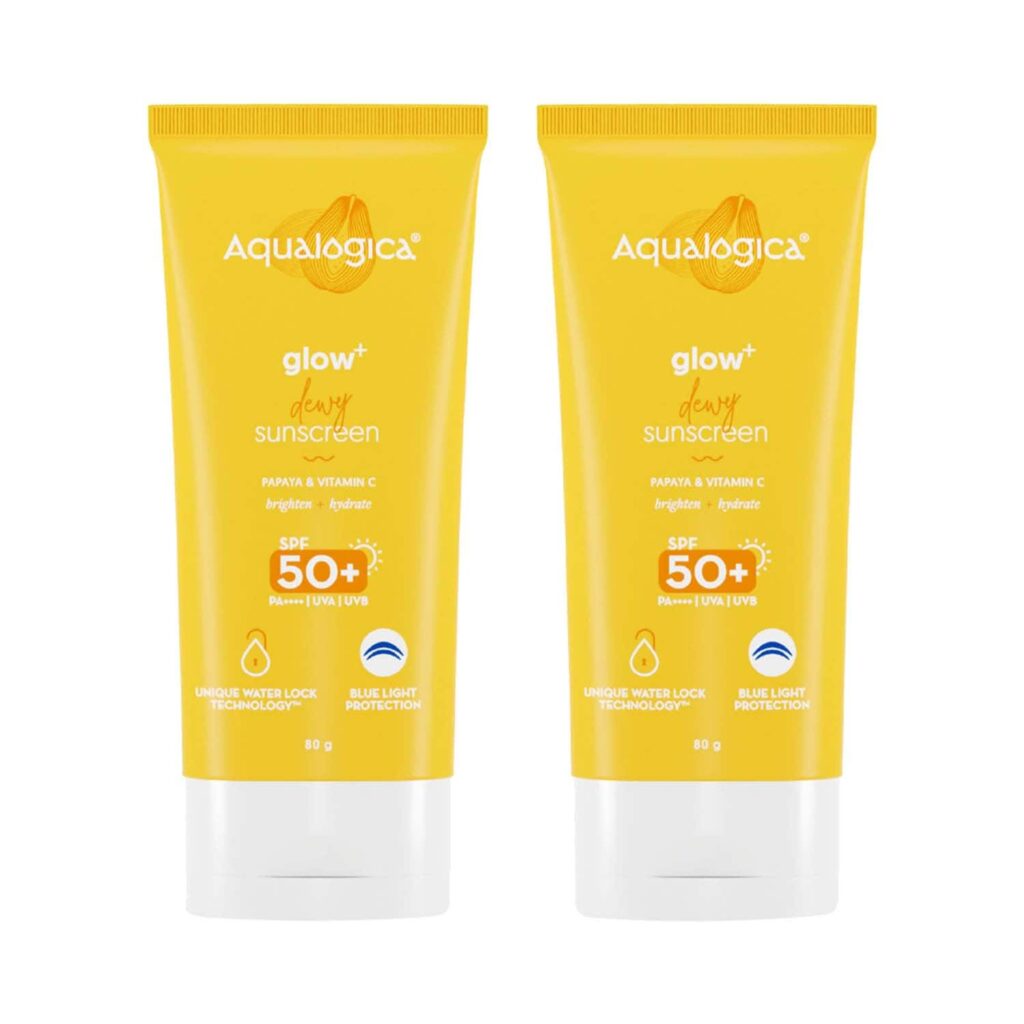 Aqualogica Glow+ Dewy Sunscreen - 80g (Pack of 2) Combo - Aqualogica