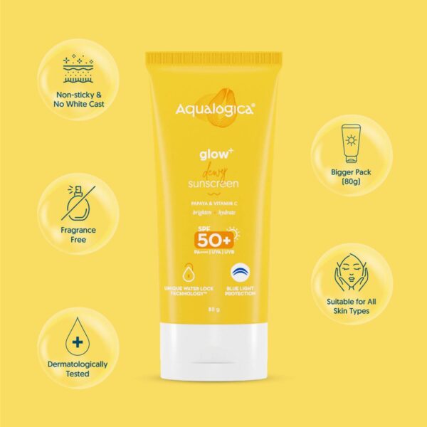 Aqualogica Glow+ Dewy Sunscreen - 80g (Pack of 2) Combo - Aqualogica