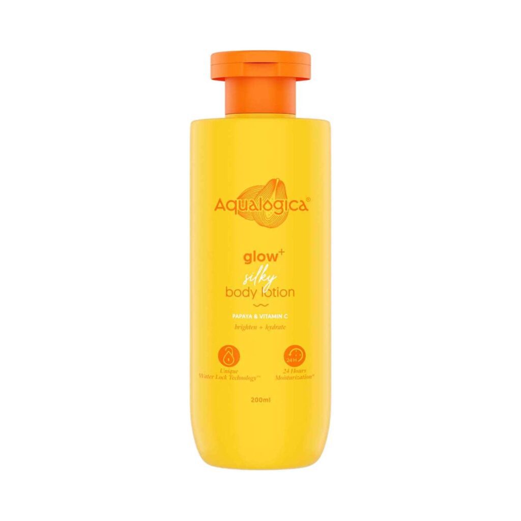 Aqualogica Glow + Silky Body Lotion For 24 Hour Moisturization with Papaya & Vitamin C (200 ml) - Aqualogica
