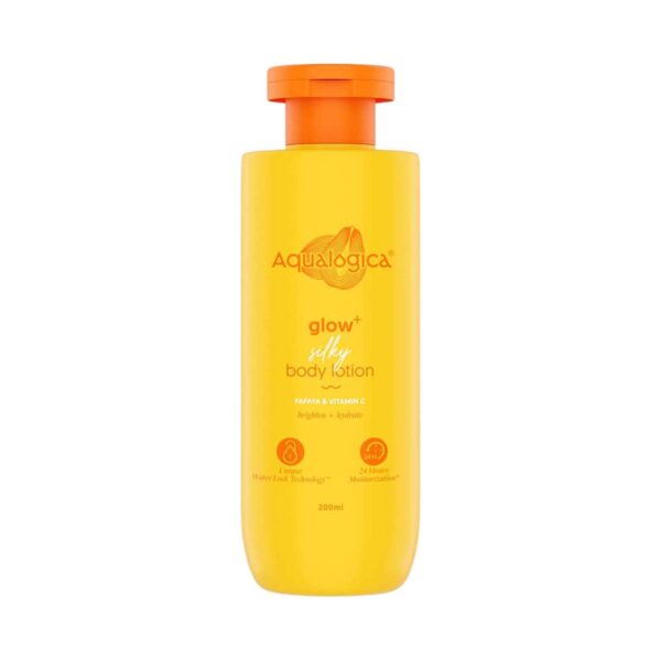 Aqualogica Glow + Silky Body Lotion For 24 Hour Moisturization with Papaya & Vitamin C (200 ml) - Aqualogica