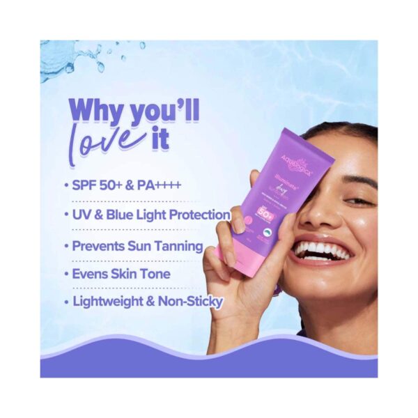 Aqualogica Illuminate+ Dewy Lightweight Sunscreen Gel SPF 50+ PA++++ for All Skin Types (80 g) - Aqualogica