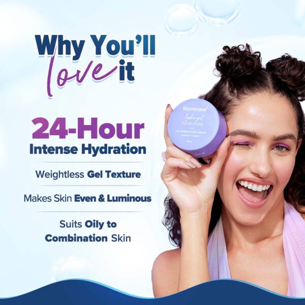 Aqualogica Illuminate+ Hydra Gel Moisturizer With Wild Berries & Alpha Arbutin (100 g) - Aqualogica