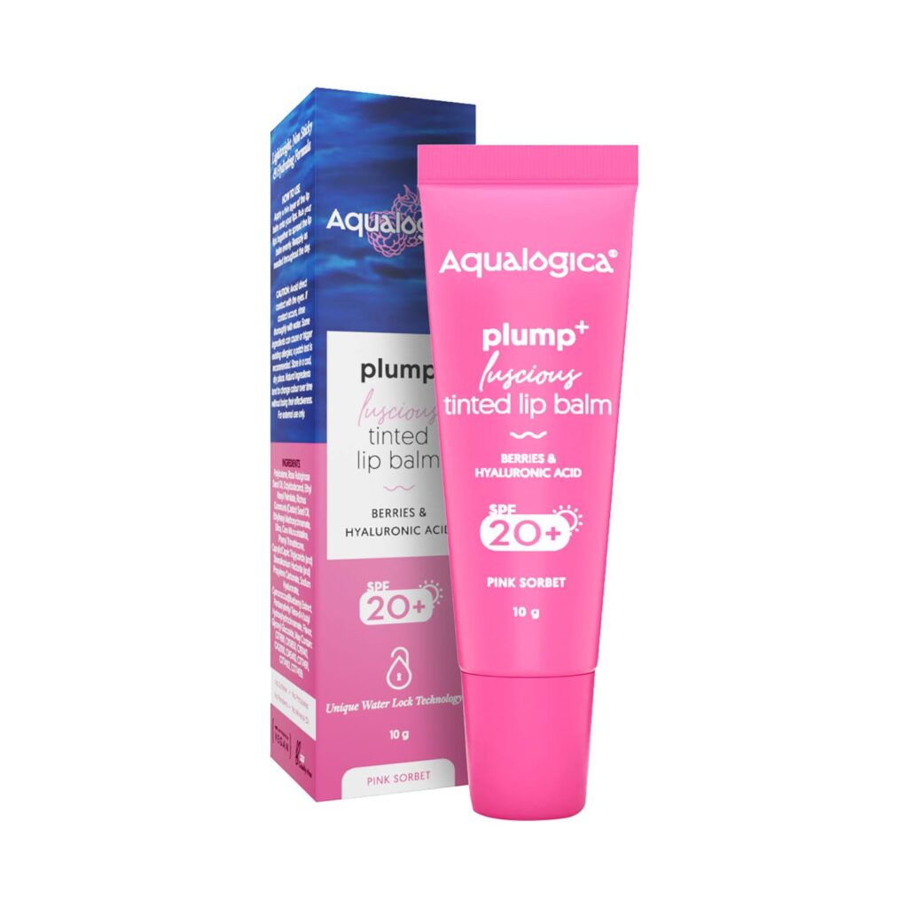 Aqualogica Pink Sorbet Plump+ Luscious Tinted Lip Balm SPF 20+ With Berries And Hyaluronic Acid (10g) - Aqualogica