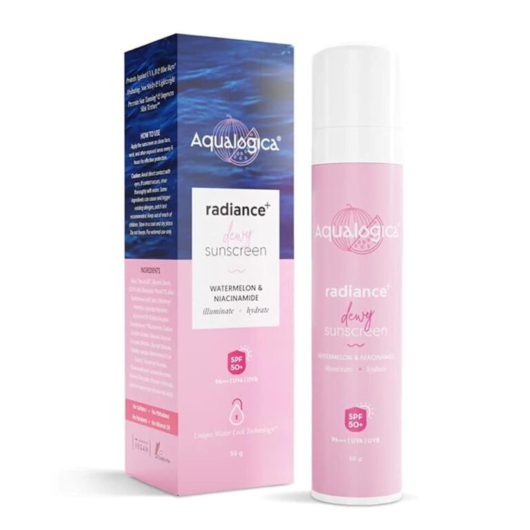 Aqualogica Radiance+ Dewy Sunscreen Gel SPF 50+ PA+++ | Lightweight texture for oily, combination, acne prone skin | Broad spectrum protection | No white cast, Non greasy | For...