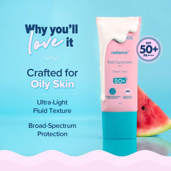 Aqualogica Radiance+ Oil Control Fluid Sunscreen (50 g) - Aqualogica