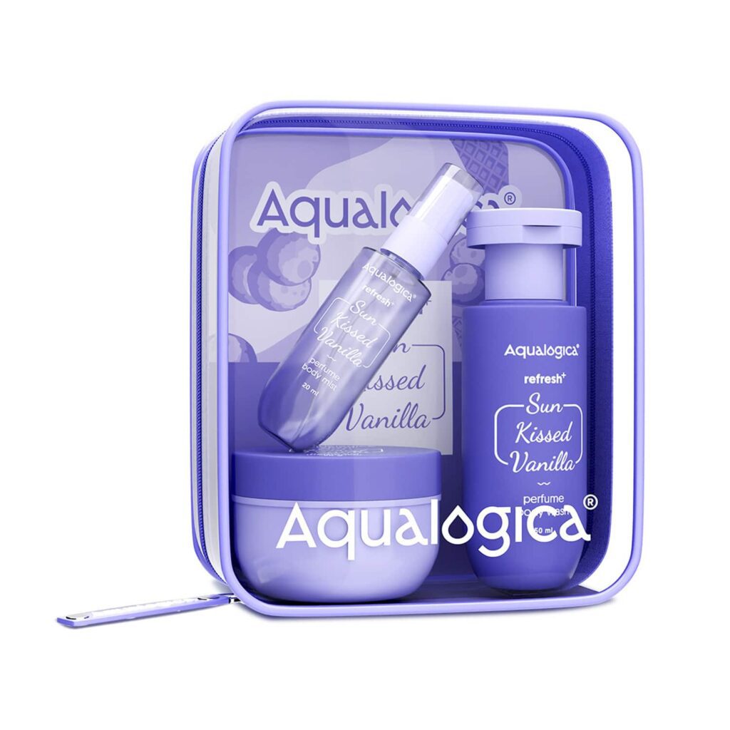 Aqualogica Refresh+ Sun Kissed Vanilla Body Care Set Warm Vanilla Fragrance Premium Gift (3 pcs) - Aqualogica