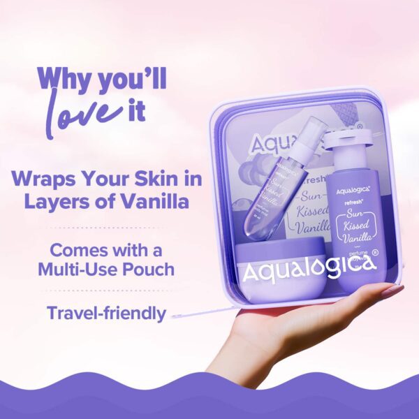 Aqualogica Refresh+ Sun Kissed Vanilla Body Care Set Warm Vanilla Fragrance Premium Gift (3 pcs) - Aqualogica