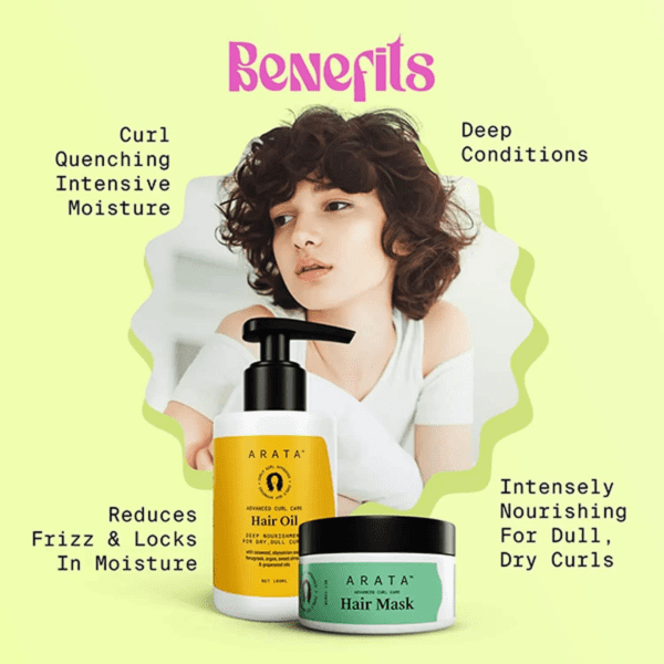 Arata Advanced Curl Care Hair Oil & Hair Mask Combo (2Pcs) - Arata