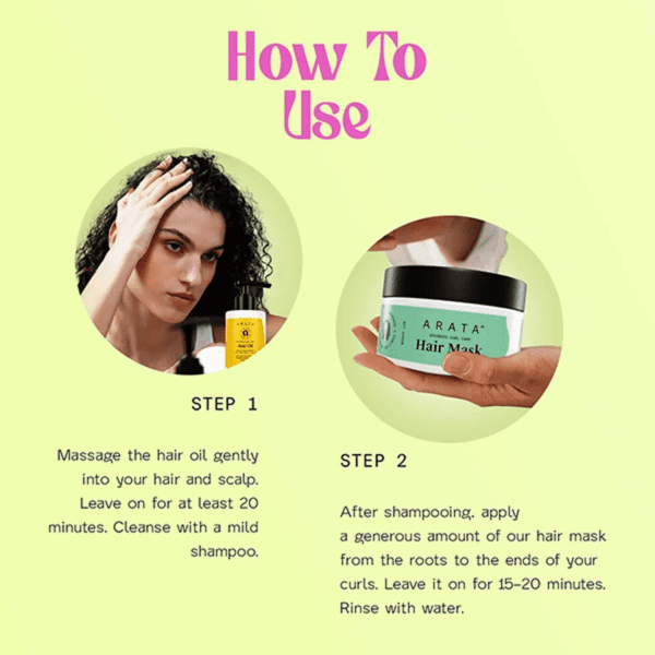 Arata Advanced Curl Care Hair Oil & Hair Mask Combo (2Pcs) - Arata