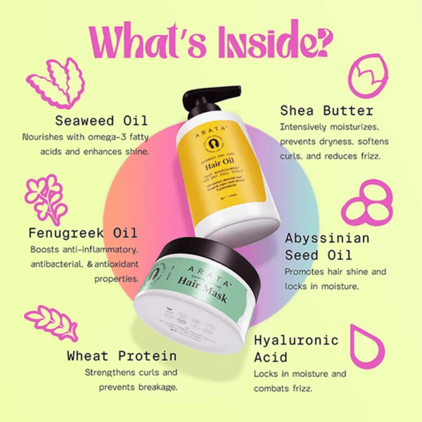 Arata Advanced Curl Care Hair Oil & Hair Mask Combo (2Pcs) - Arata