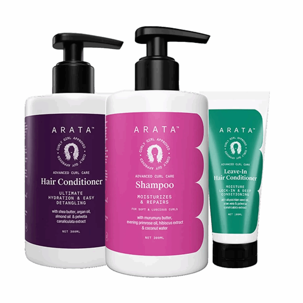 Arata Advanced Curl Care Hair Shampoo, Conditioner & Leave-In Conditioner (3Pcs) - Arata
