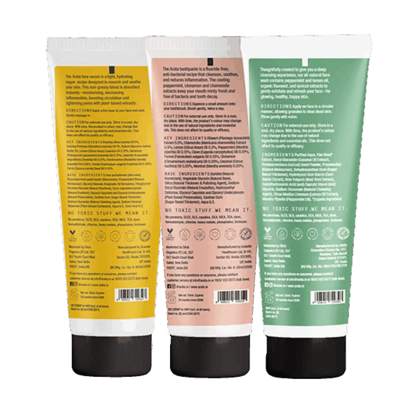 Arata Essential Morning Regime With Facewash Face Serum-Cream & Toothpaste (3Pcs) - Arata