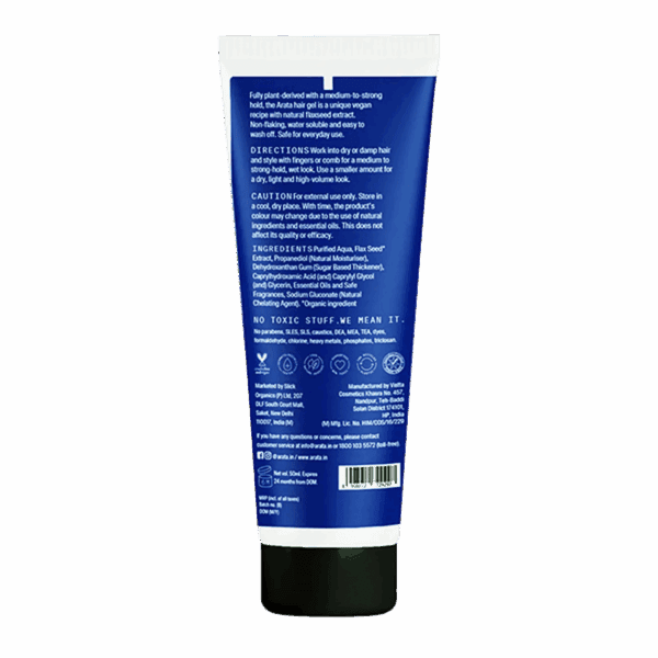 Arata Natural Hair Gel for Styling, Shaping, Strong Hold (50 ml) - Arata