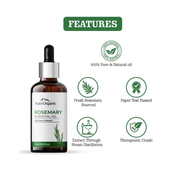 Aravi Organic 100% Pure Natural Rosemary Essential Oil For Hair Growth & Nourish Skin (50 ml) - Aravi Organic