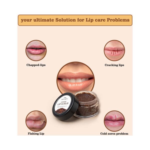Aravi Organic Coffee Lip Lightening Scrub Balm for Dark, Chapped & Pigmented Lips (15 g) - Aravi Organic