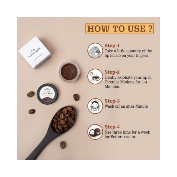 Aravi Organic Coffee Lip Lightening Scrub Balm for Dark, Chapped & Pigmented Lips (15 g) - Aravi Organic