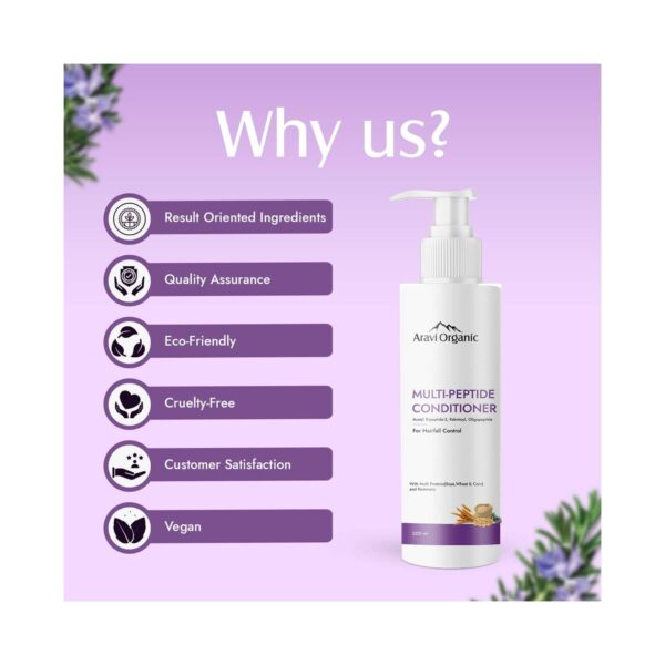 Aravi Organic Multi Peptide Hairfall Conditioner - Acetyl Tripeptide 3 & Rosemary (200 ml) - Aravi Organic